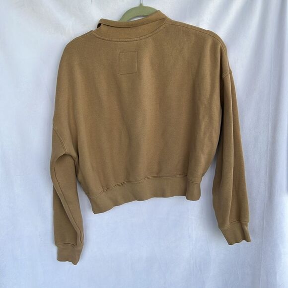 Madewell MWL Betterterry Crop Polo Sweatshirt Khaki Size Small - Picture 8 of 8